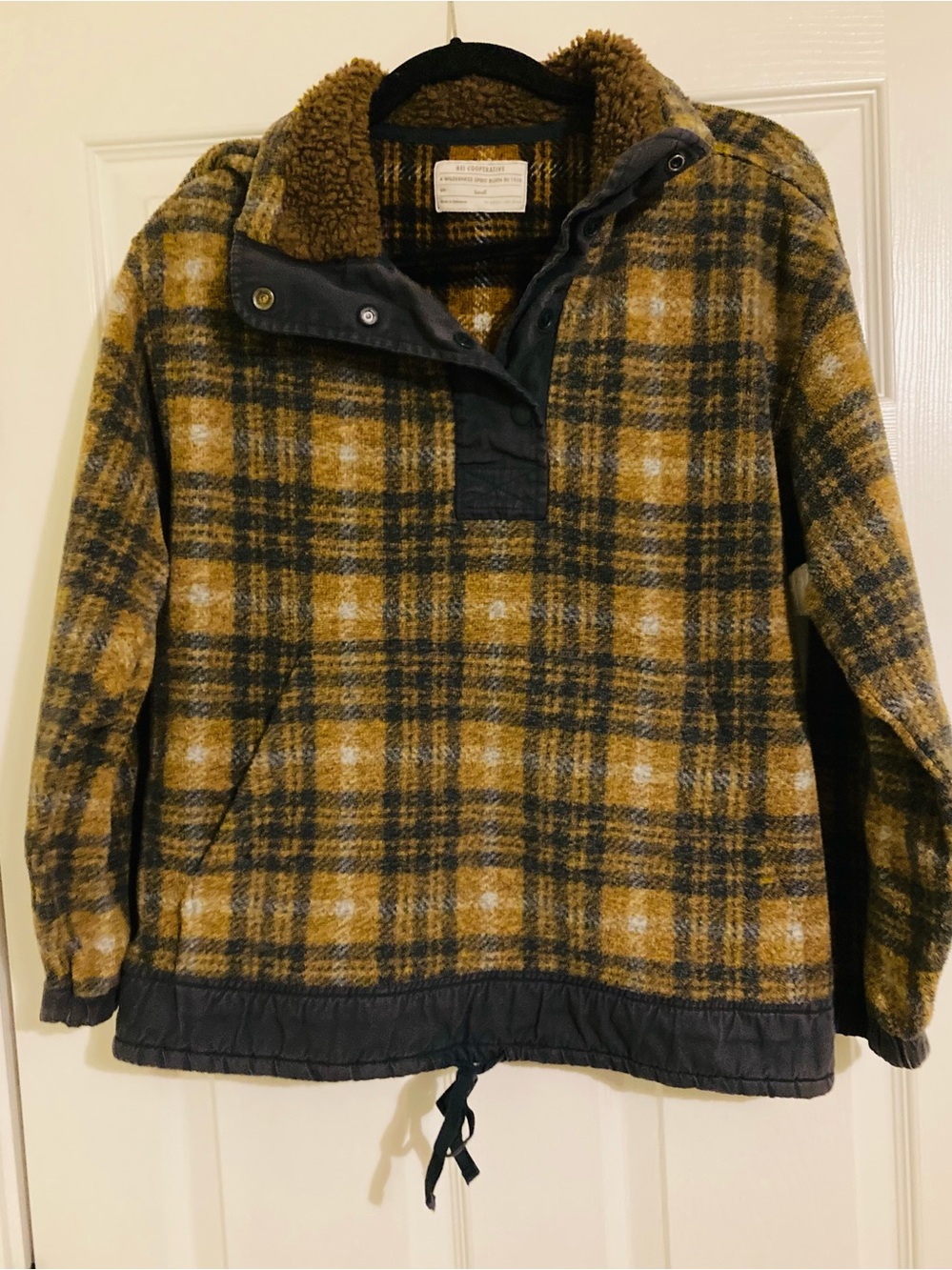 REI Plaid Fleece Pullover Sweater